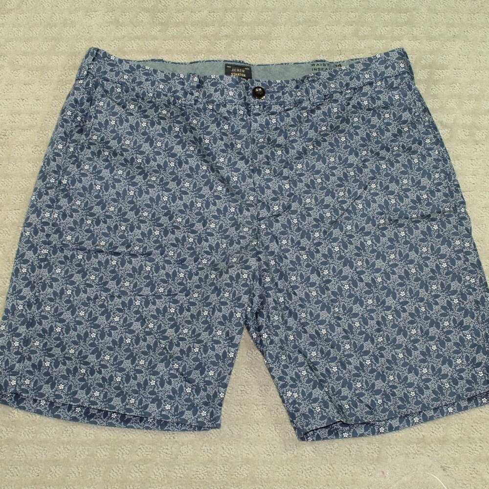 J Crew Stanton Shorts Lightweight Navy Blue & White Floral Size 34  Inseam 9"